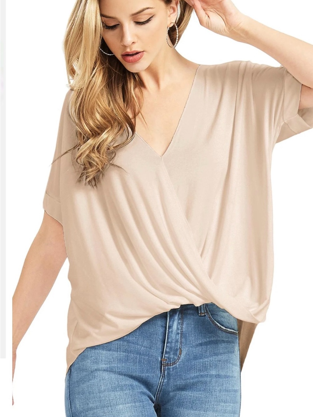 NWT! Zenana V-Neck Top in Taupe. Size S